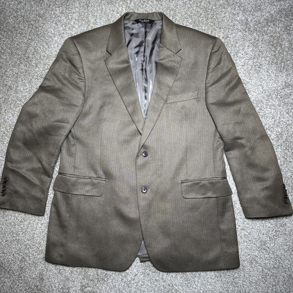 Joseph Jos A Bank Silk & Camel Hair Blazer Mens 43R Herringbone Brown Two Button